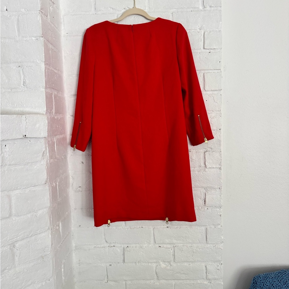 J.Crew Red Shift Dress Gold Zipper Detail Fully Lined Size 6 - Picture 2 of 5